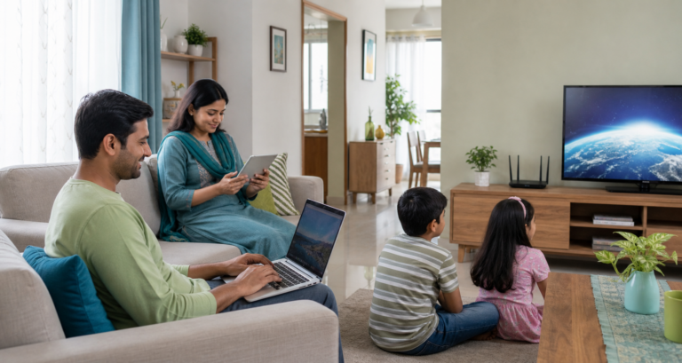 A family enjoying reliable Cafe7040 connectivity